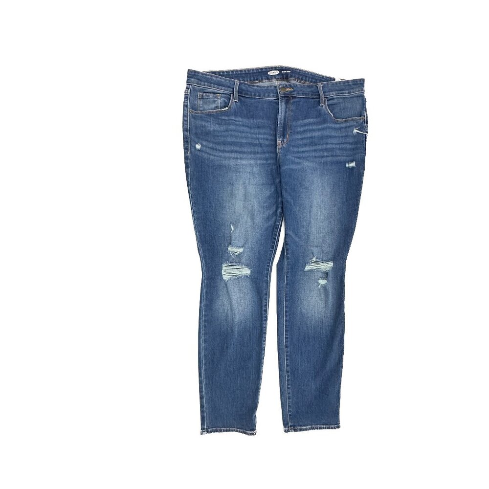 Old Navy Pop Icon Skinny Distressed Women's size 18 Dark Wash Blue Denim Jeans